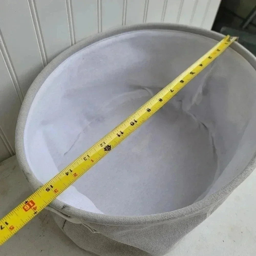Dog Toys Oval Gray Canvas w/Handles Storage Basket Organizer Bin Box 7.5x15x12